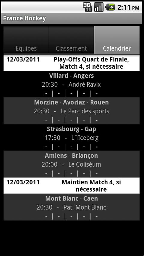 Application mobile Hockey sur glace