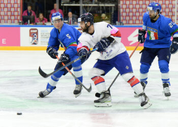 ollie betteridge and pascal brunner during iihf ice hockey world