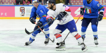 ollie betteridge and pascal brunner during iihf ice hockey world
