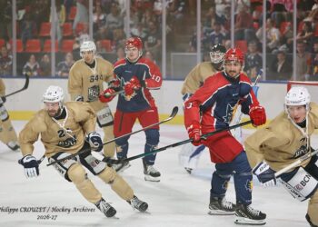 Joueurs de hockey sur glace en pleine action