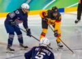 Joueuses de hockey France-Allemagne lors d’un engagement